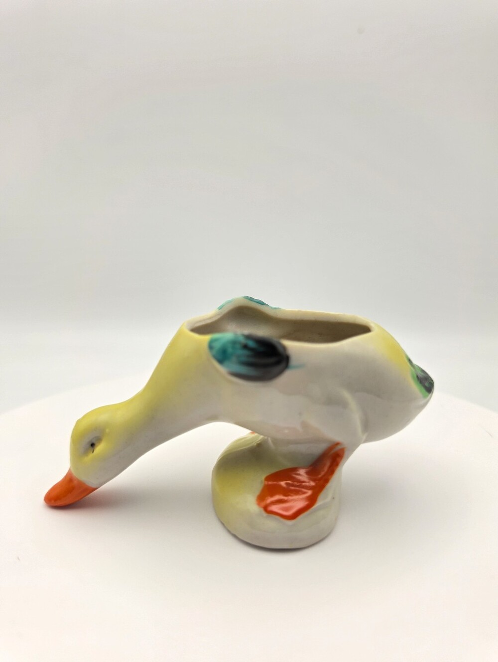 Vintage Mid Century Whimsical Mini Ceramic Duck Planter - Made in Japan - Picture 3 of 12